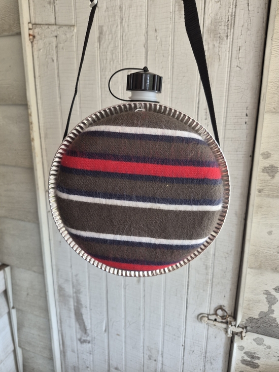 Other - Striped Round Crossbody Canteen Bag - Brown & Red New